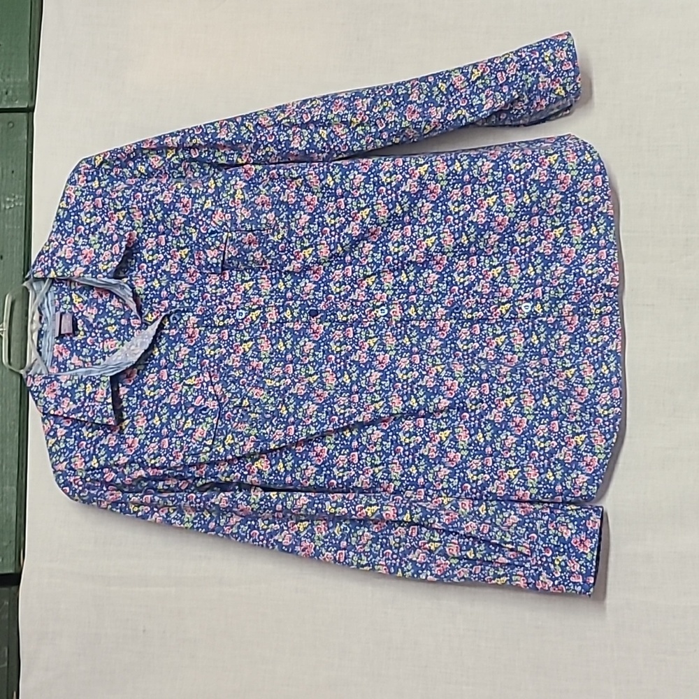 Vintage Laura Scott Floral Long Sleeve Button Down Shirt Sz L